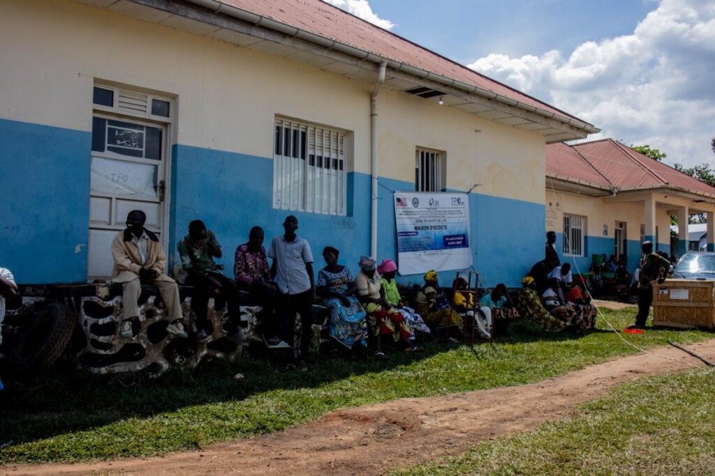 Caption: People waiting for medical and psychological consultations at Lita Hospital. Photo by Akilimali Chomachoma